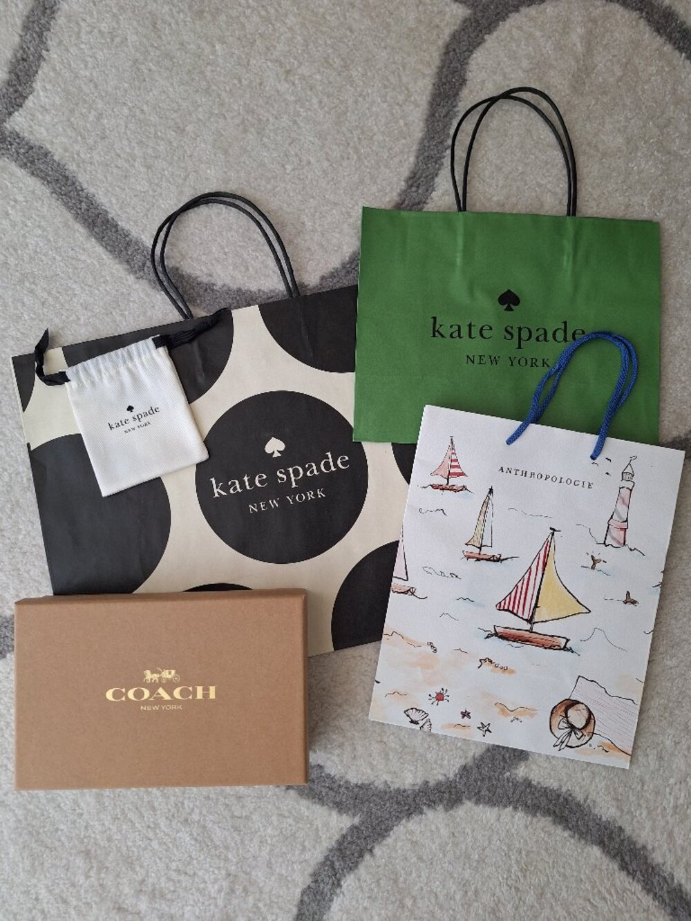 5 pc LUXURY BRAND Empty Containers COACH KATE SPADE Shopping Bag